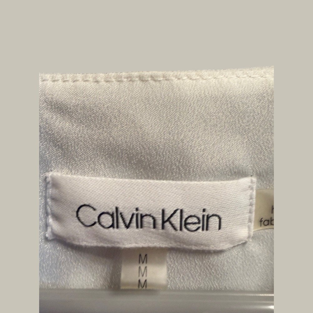Calvin Klein Womens White V-Neck Bell Sleeve Blouse Top Medium M - Picture 6 of 7